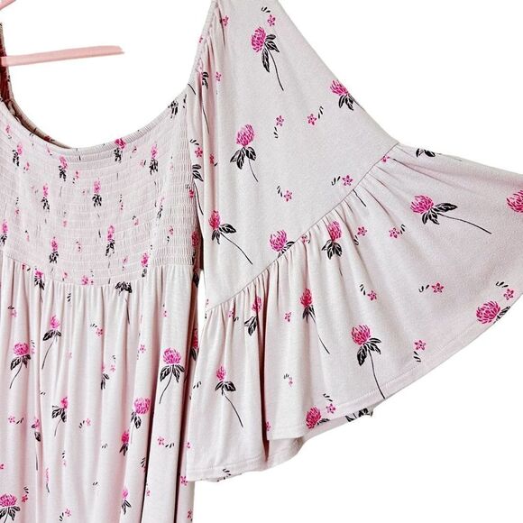 Free People Lana Off The Shoulder Boho Floral Top in Cloud Berry - Picture 8 of 8